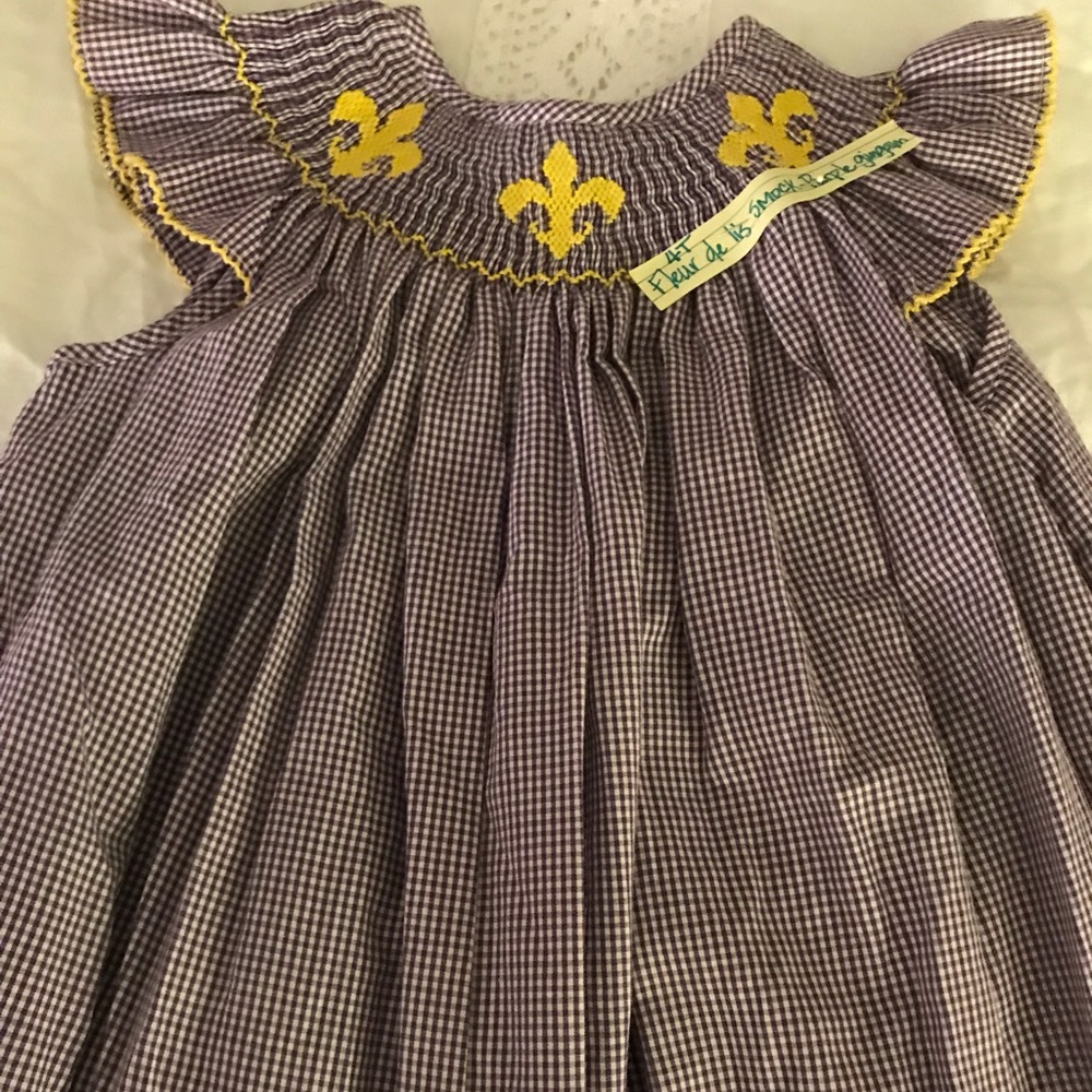 Purple Fleur De Lis Smock Dress